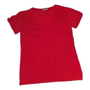 Vibrant Red V-Neck Women's Tee